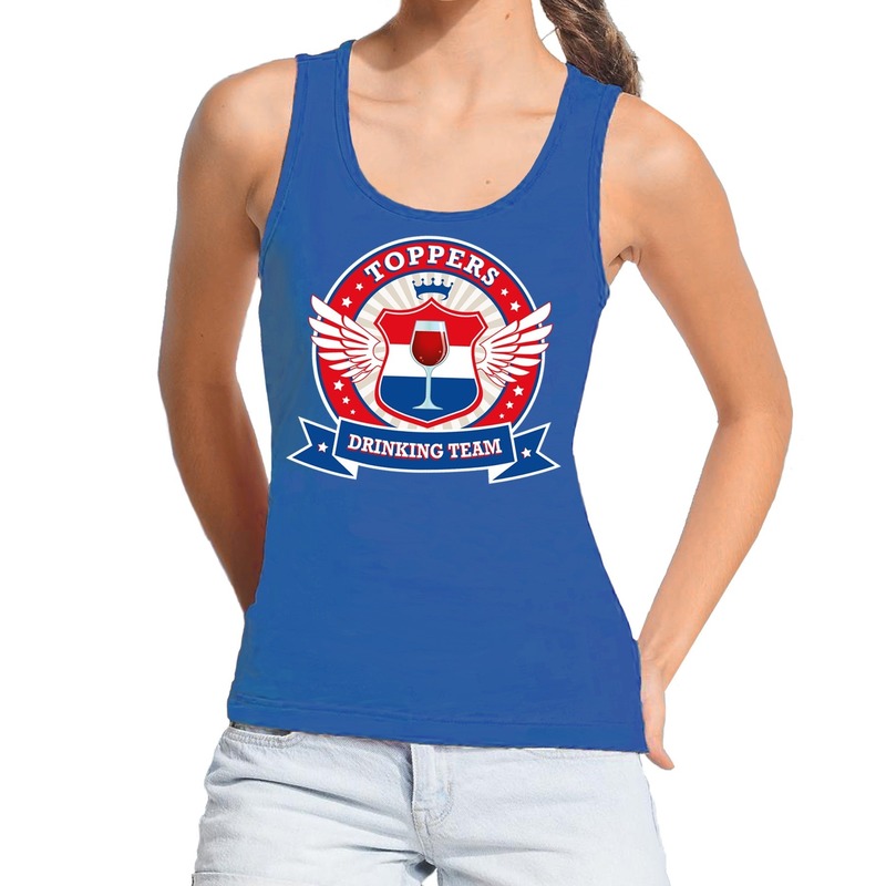 Blauw Toppers drinking team tanktop / mouwloos shirt dames