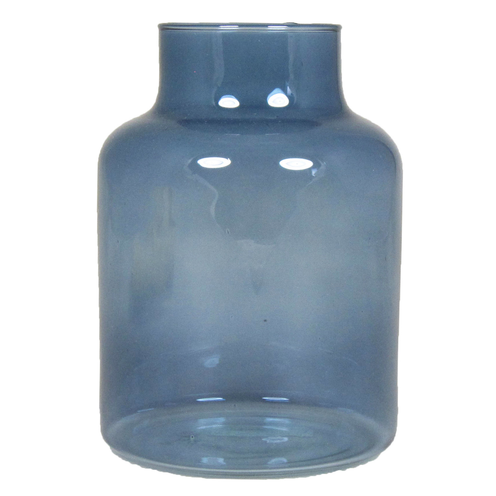 Bloemenvaas blauw-transparant glas H20 x D15 cm