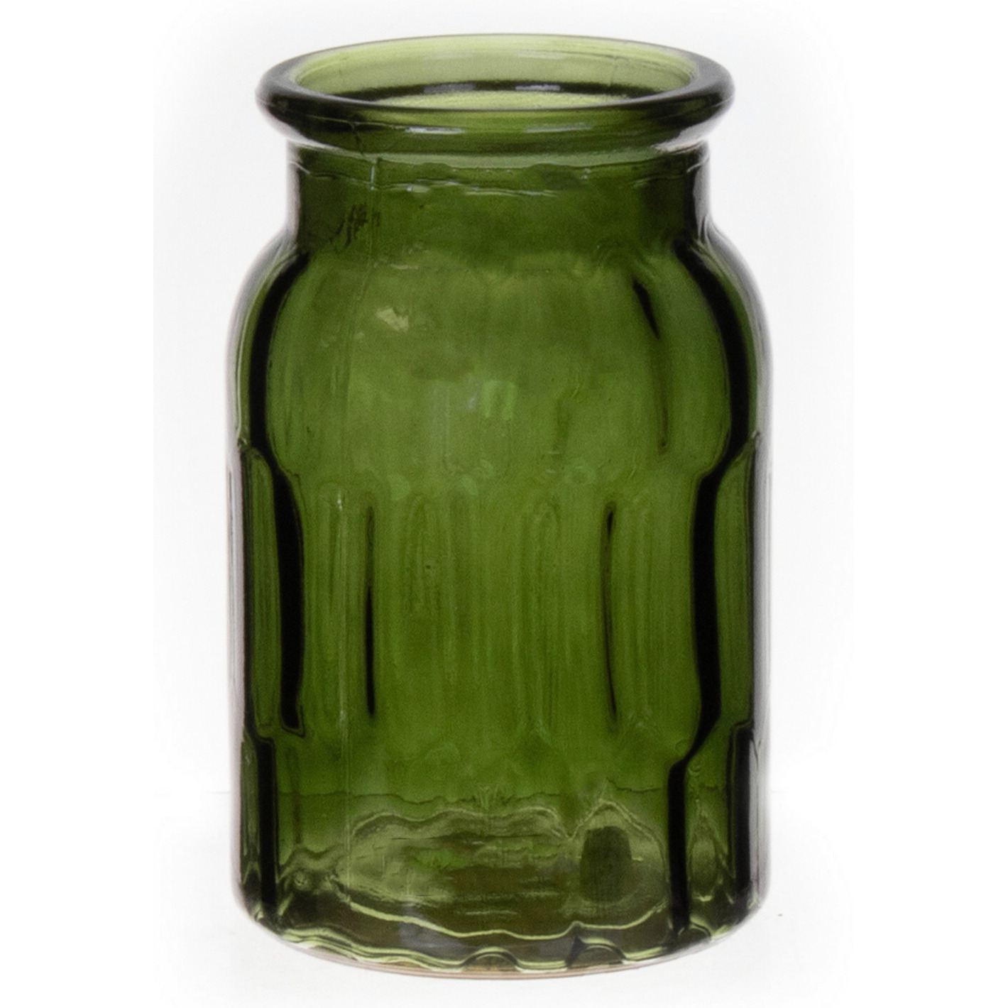 Bloemenvaas - groen - transparant glas - D12 x H18 cm -