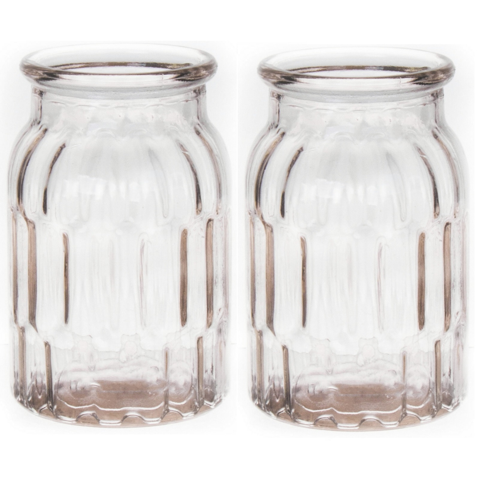 Bellatio Design Bloemenvaas klein - 2x - helder transparant glas - D10 x H16 cm - vaas