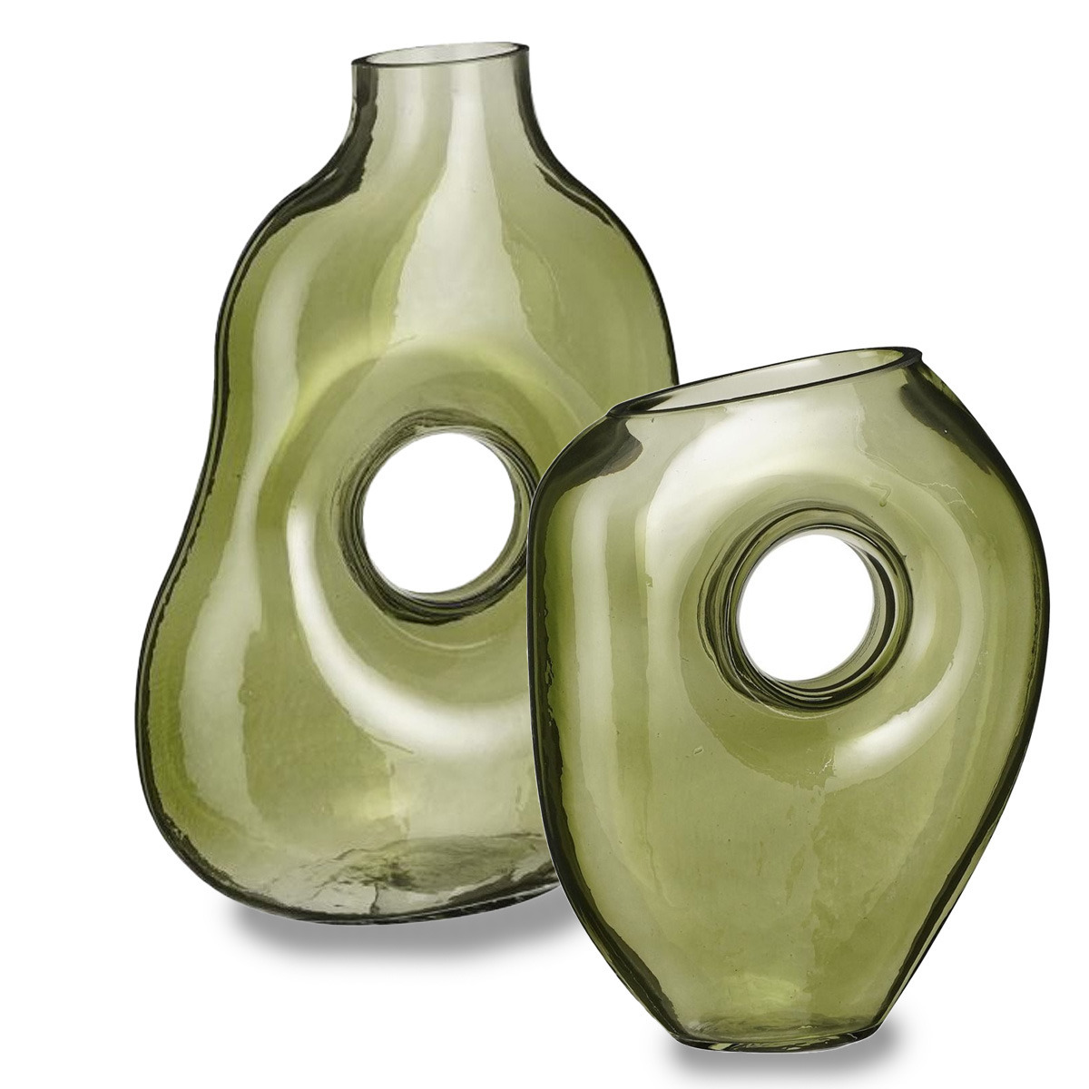 Bloemenvazen Jay 2-delig groen transparant glas?- decoratieve vaas