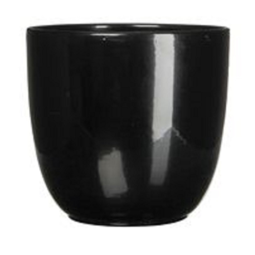 Bloempot zwart keramiek voor kamerplant H9 x D10 cm