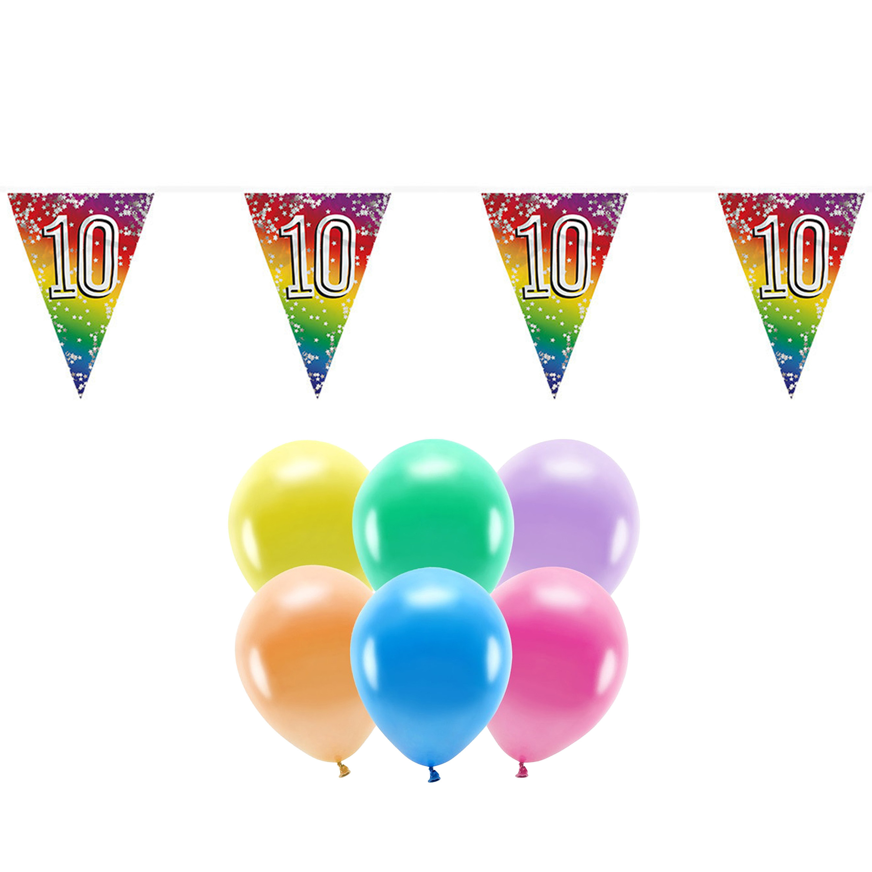 Boland Party 10e jaar verjaardag feest versieringen Ballonnen en vlaggetjes