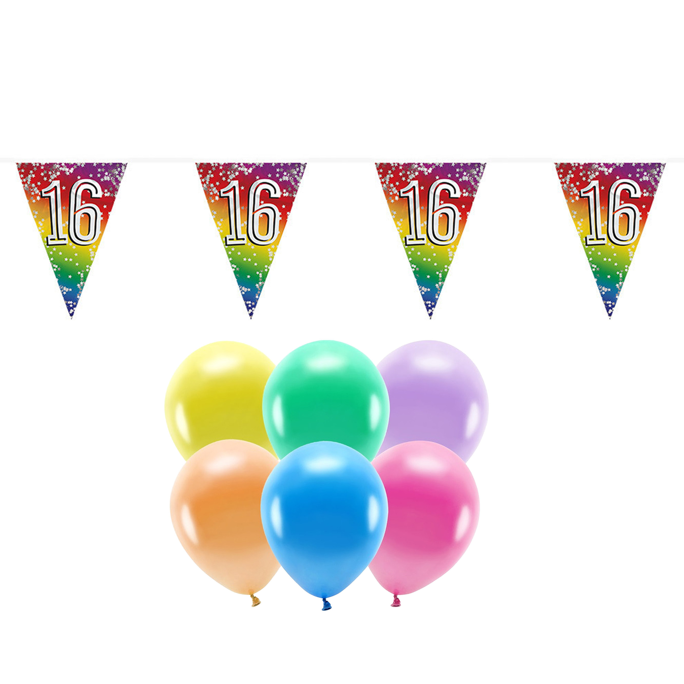 Boland Party 16e jaar verjaardag feest versieringen Ballonnen en vlaggetjes