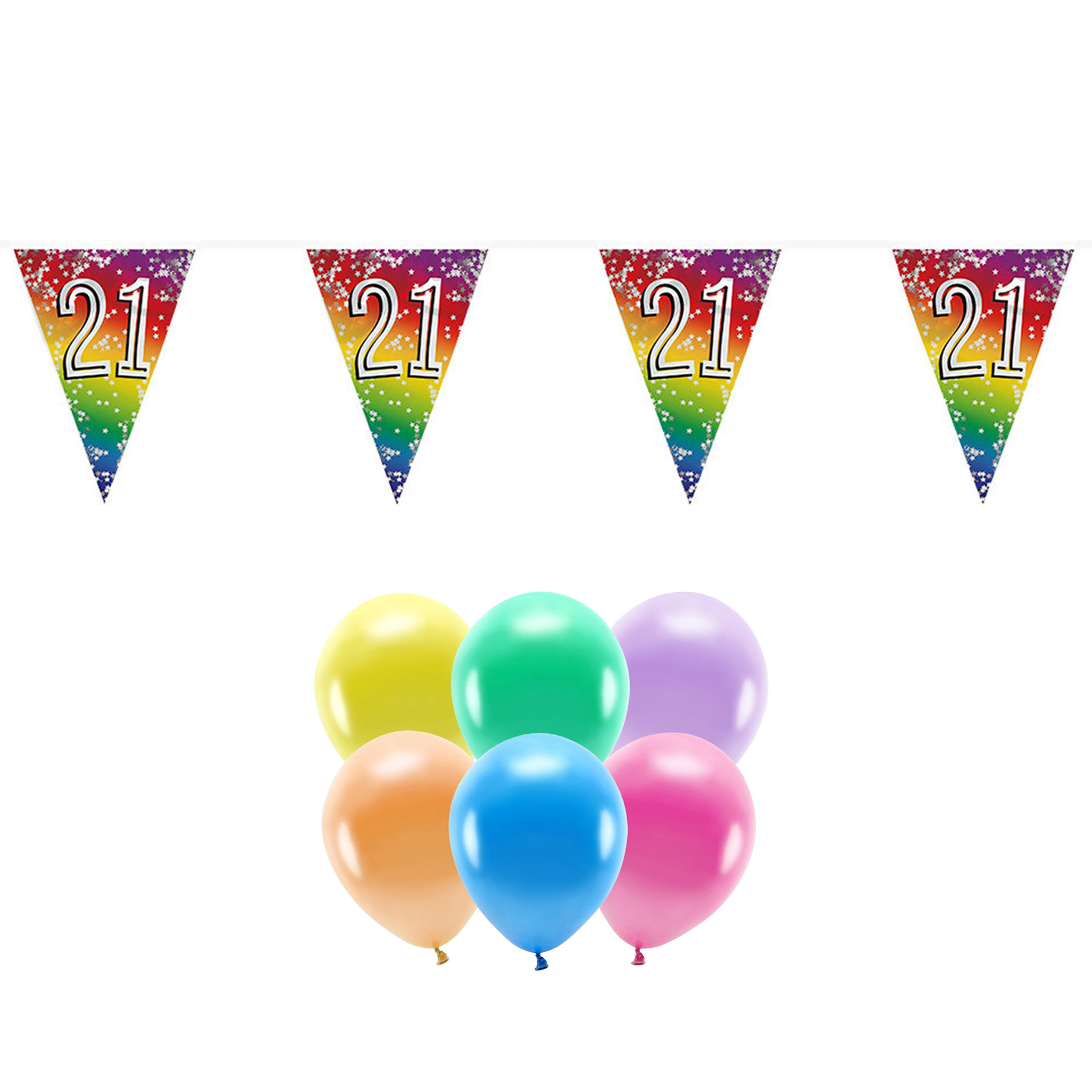 Boland Party 21e jaar verjaardag feest versieringen - Ballonnen en vlaggetjes