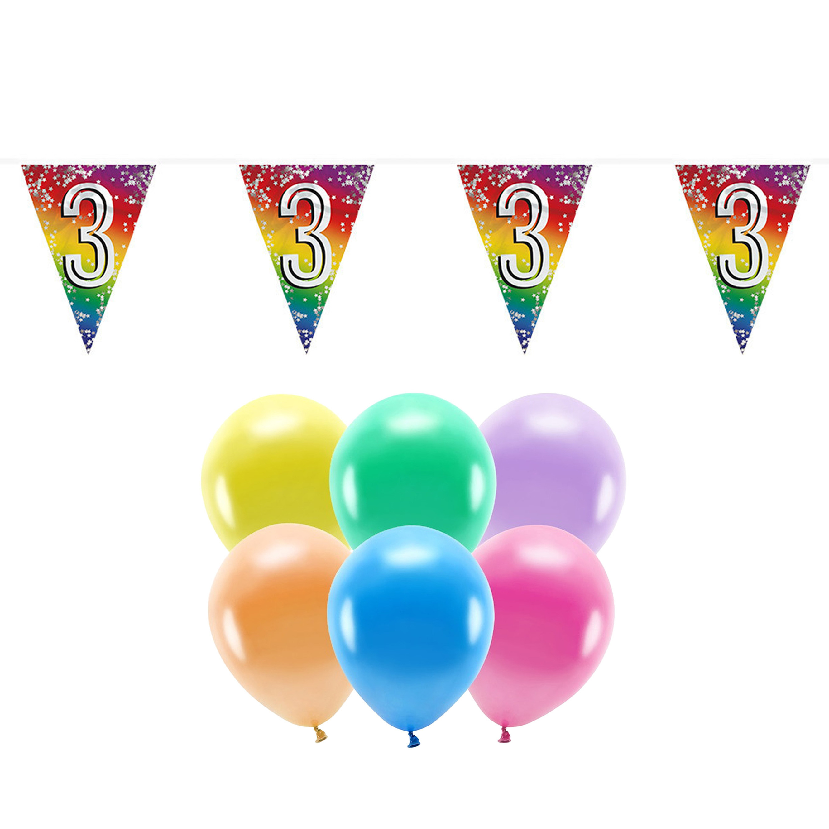 Boland Party 3e jaar verjaardag feest versieringen - Ballonnen en vlaggetjes