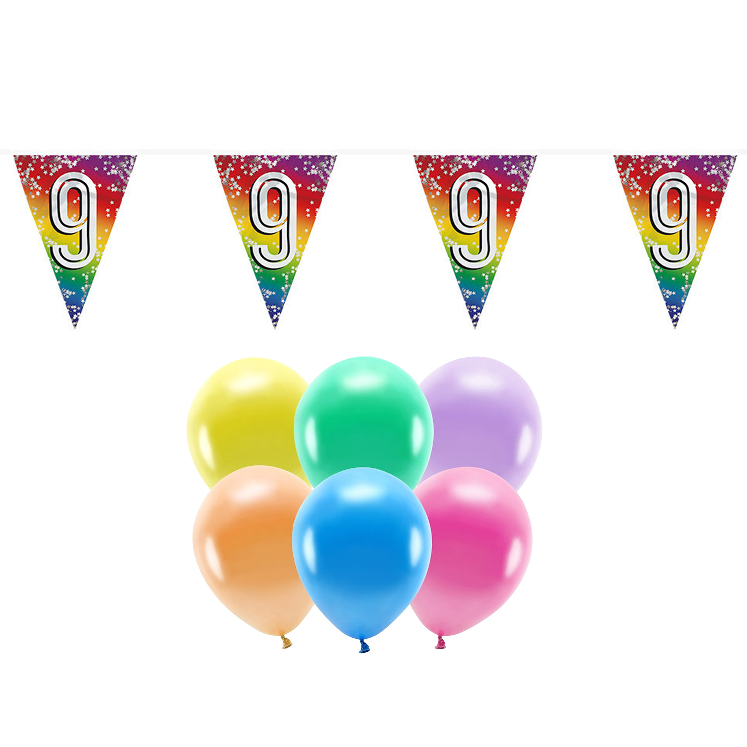 Boland Party 9e jaar verjaardag feest versieringen - Ballonnen en vlaggetjes