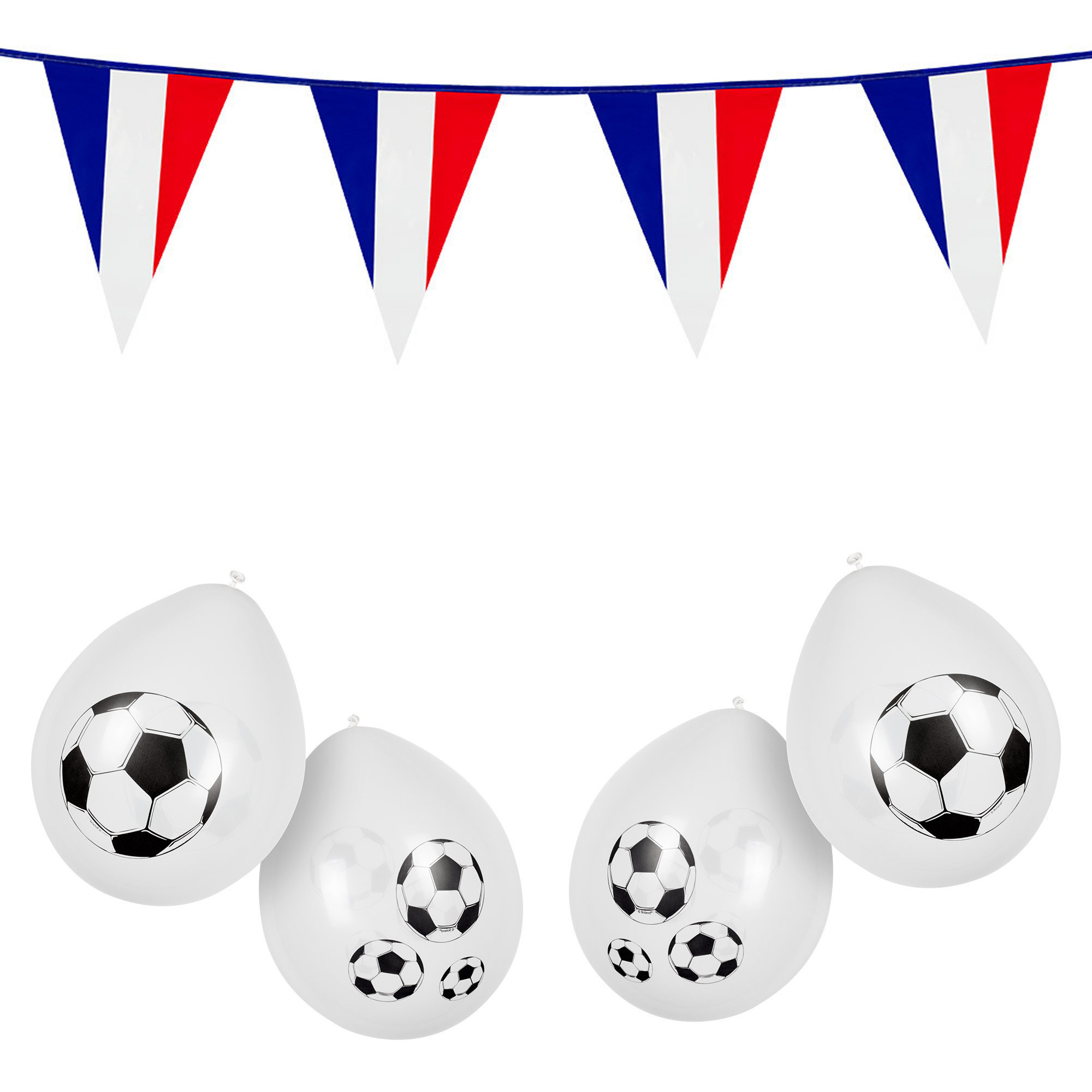 Boland voetbal set Frankrijk De blauwen Vlaggenlijn en ballonnen
