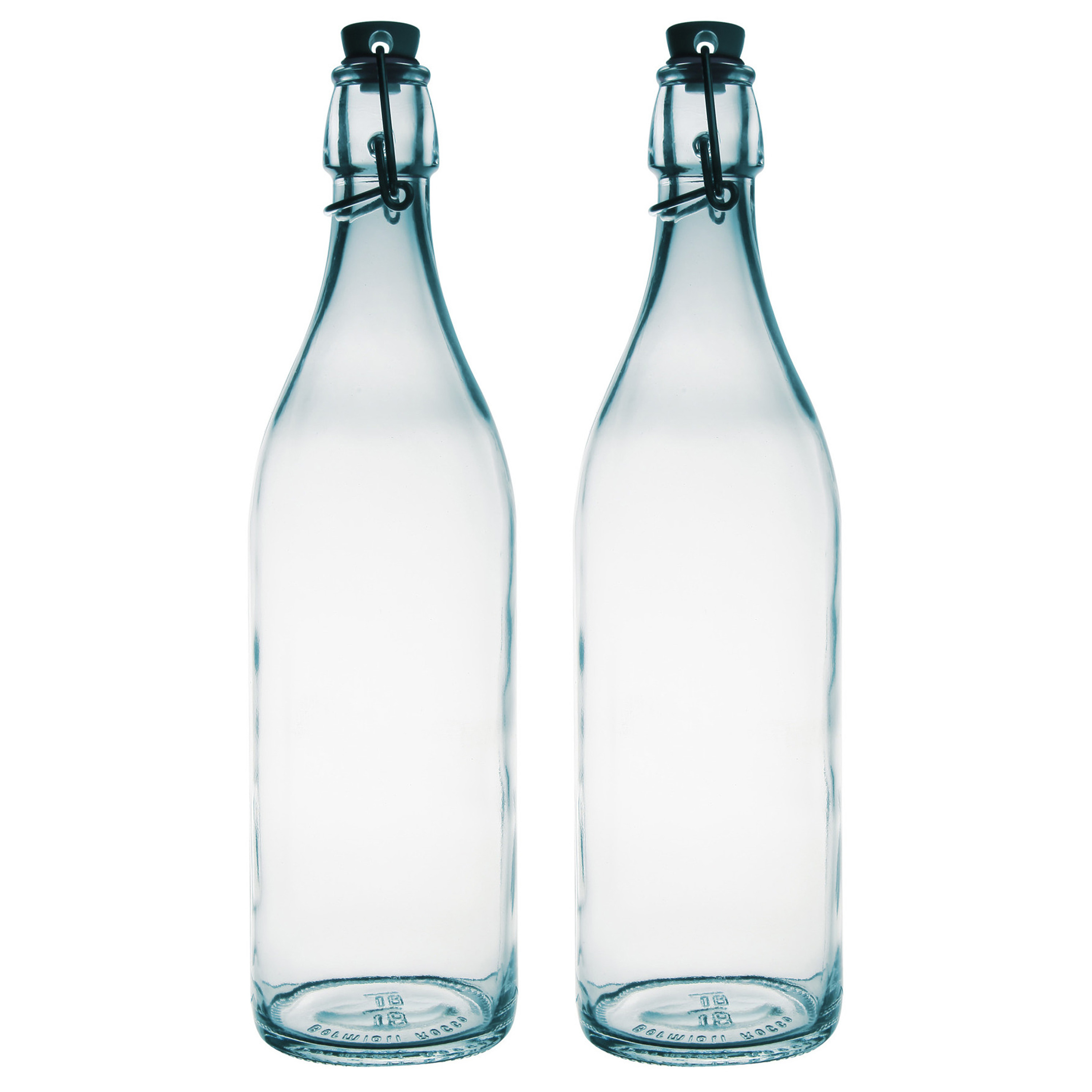 Bormioli Rocco beugelfles/weckfles - 2x - transparant - glas - 1 liter -
