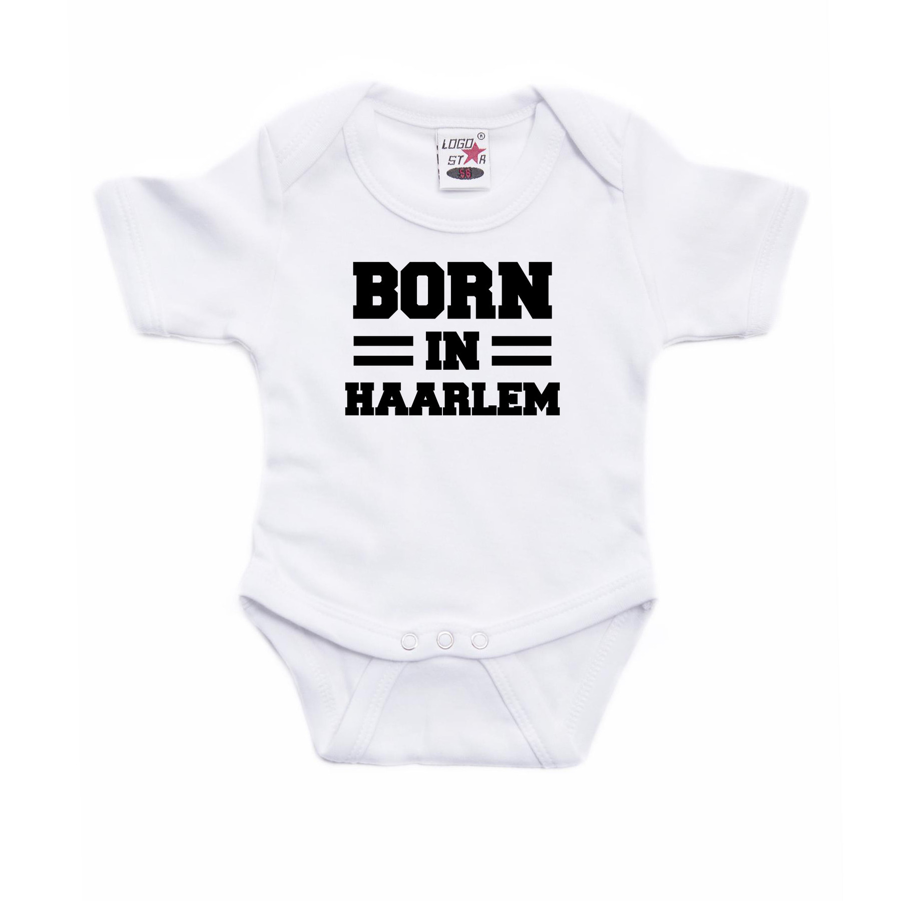 Born in Haarlem cadeau baby rompertje wit jongen-meisje