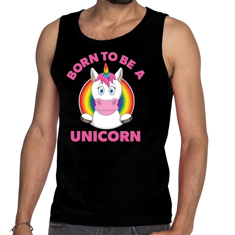 Born to be a unicorn gay pride tanktop zwart heren 2XL -