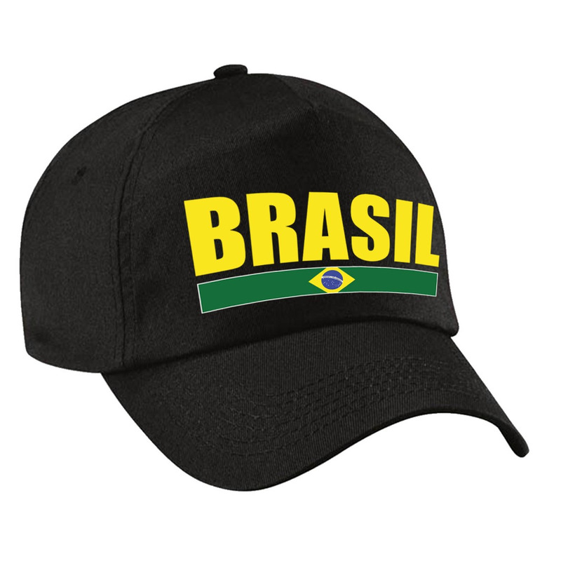 Brasil supporter pet-cap Brazilie zwart kids