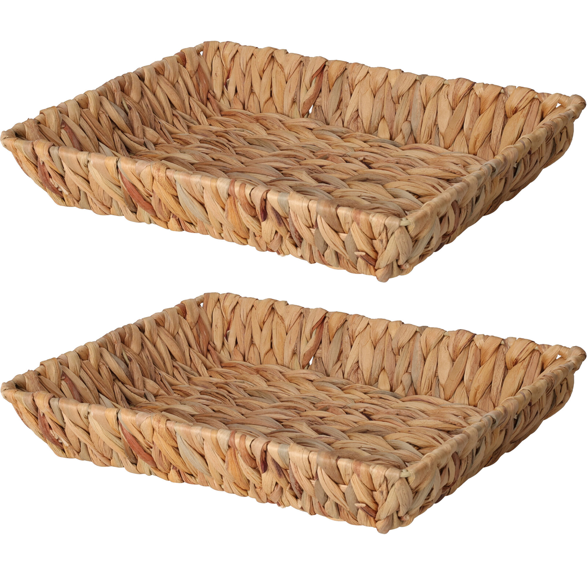 Broodmand 2x gevlochten riet naturel 33 x 25 x 6 cm