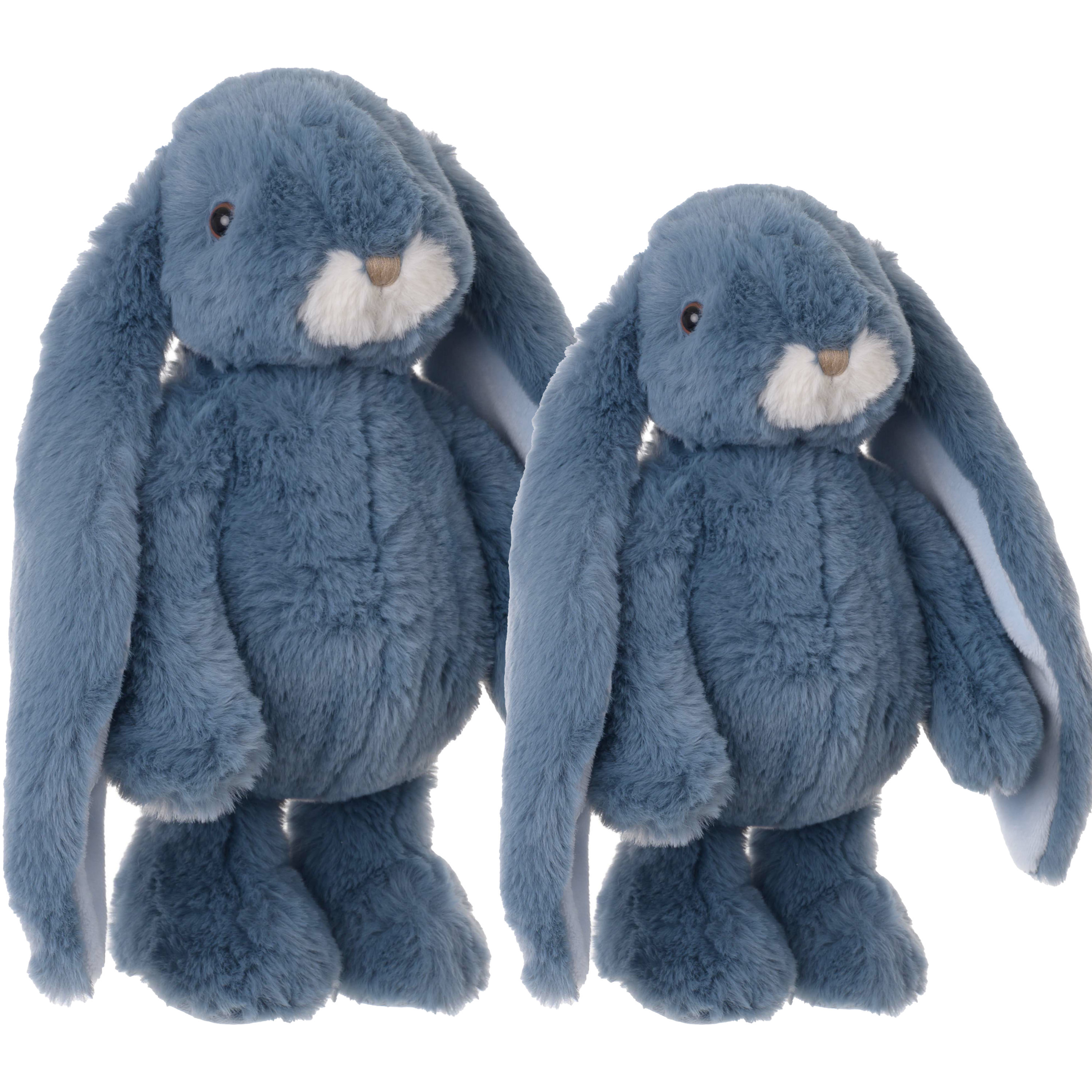 Bukowski pluche knuffel konijnen set 2x stuks blauw 22 en 30 cm luxe knuffels