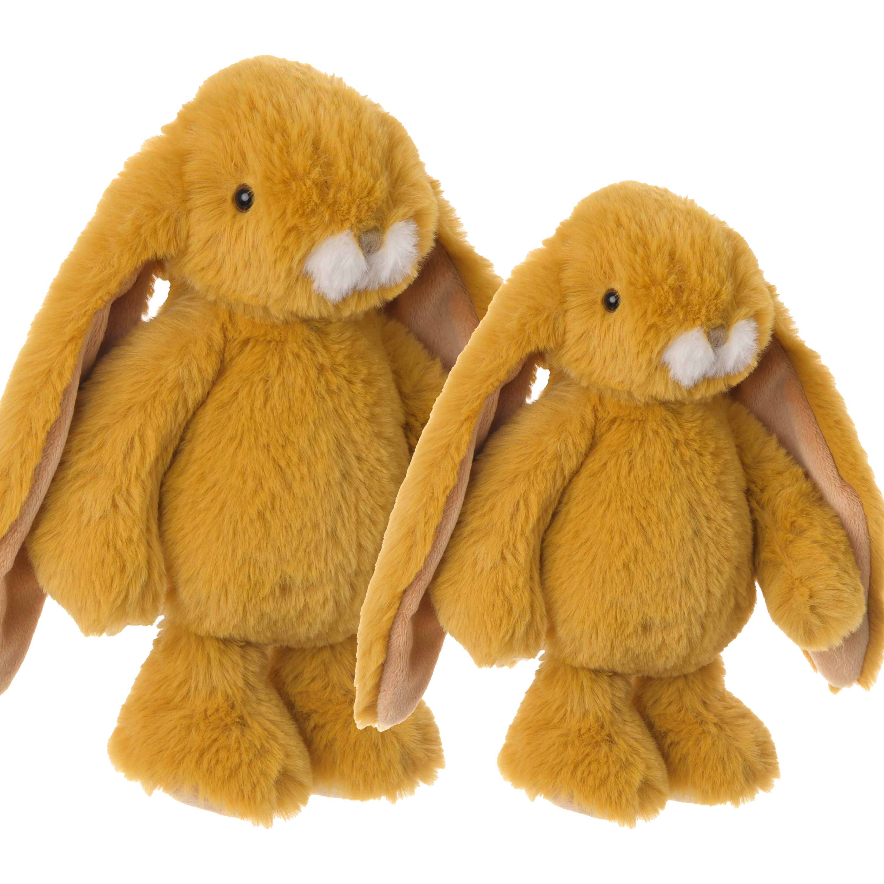Bukowski pluche knuffel konijnen set 2x stuks okergeel 22 en 30 cm luxe knuffels