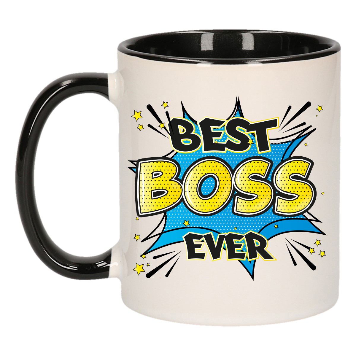 Cadeau koffie-thee mok voor baas beste baas blauw-zwart 300 ml