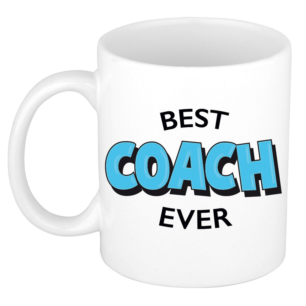 Cadeau koffie-thee mok voor coach-trainer blauw trotse coach keramiek 300 ml