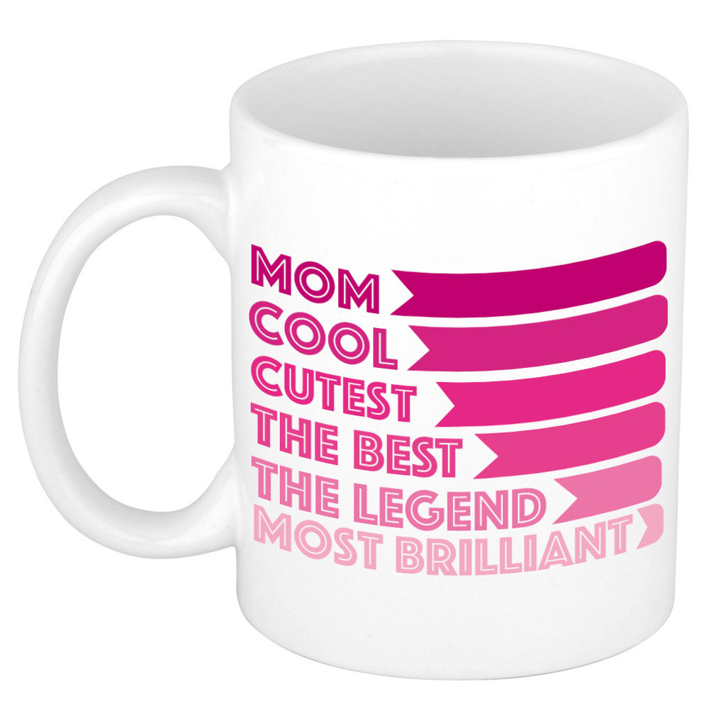 Cadeau koffie-thee mok voor mama hartjes handvat beste mama roze 300 ml Moederdag