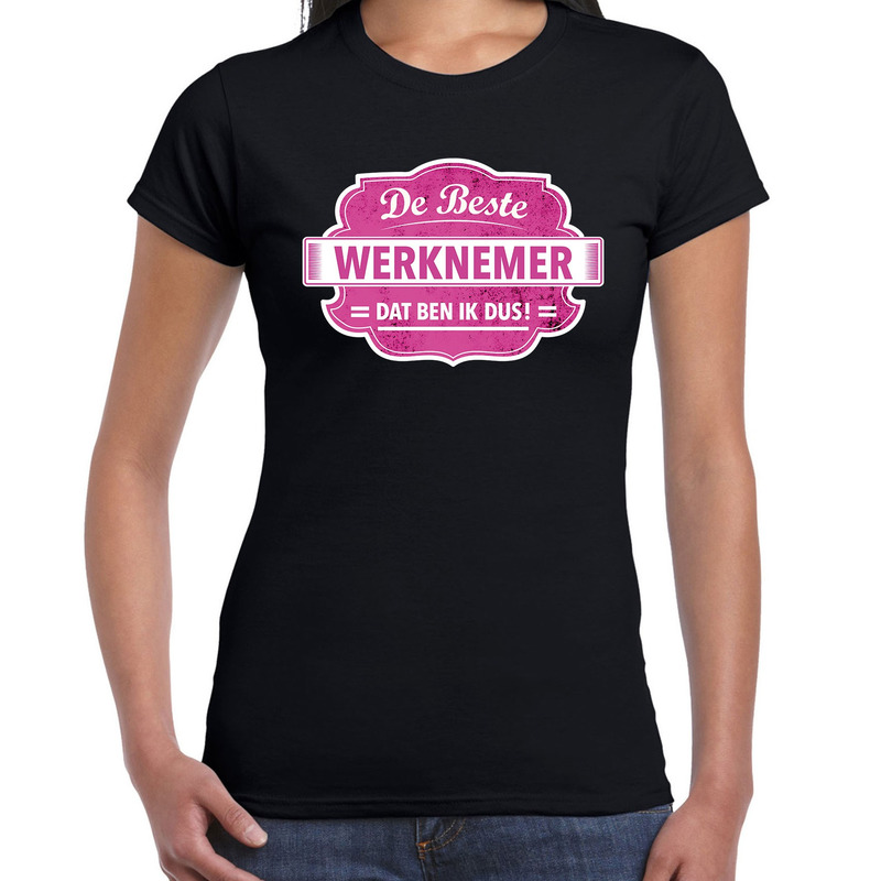 Cadeau t-shirt voor de beste werknemer zwart voor dames