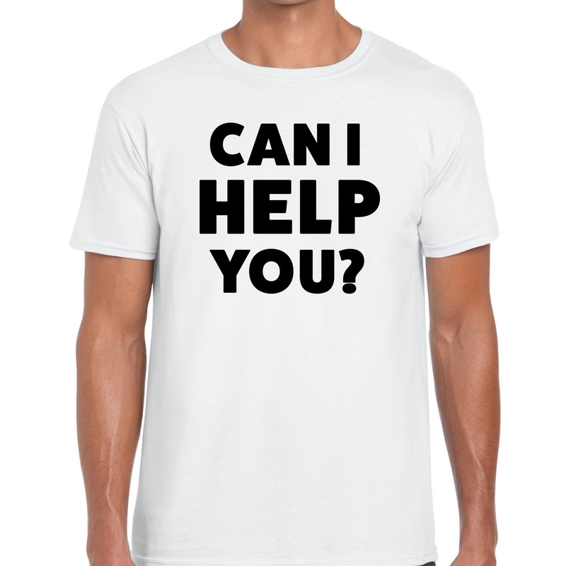 Can i help you beurs-evenementen t-shirt wit heren