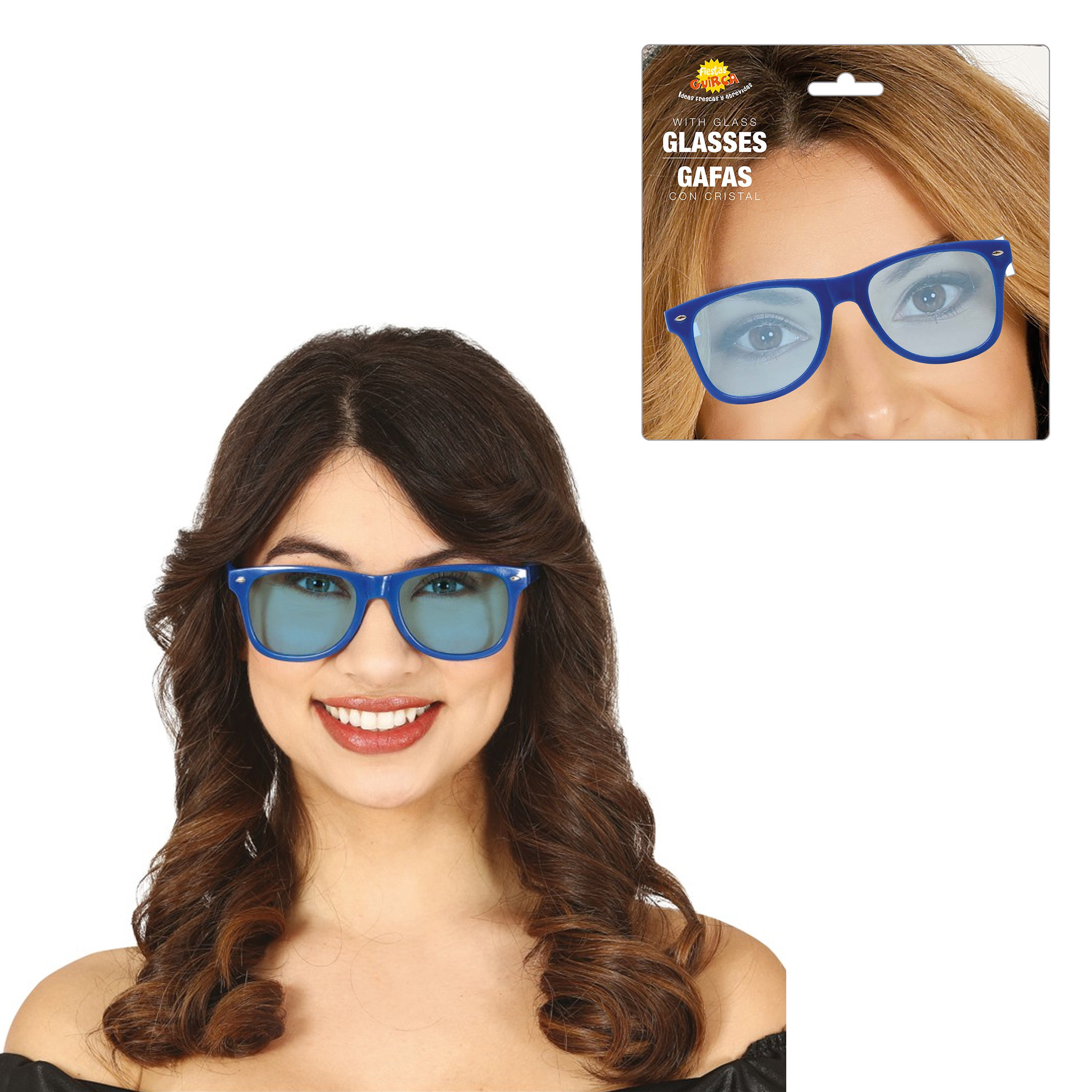 Carnaval-verkleed party bril 2x blauw volwassenen Voor bij een verkleedkleding kostuum