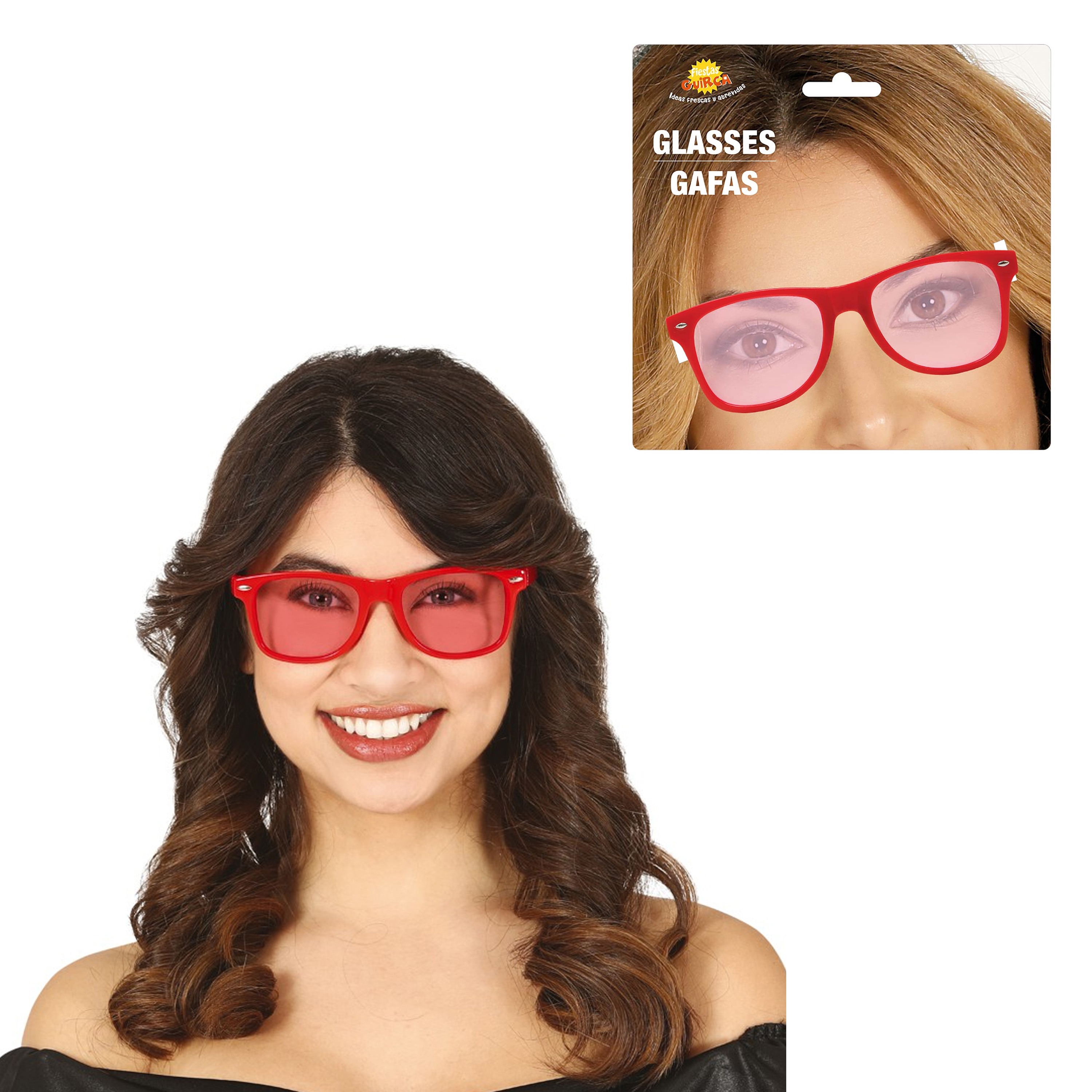 Carnaval/verkleed party bril - 2x - rood - volwassenen - Voor bij een verkleedkleding kostuum -