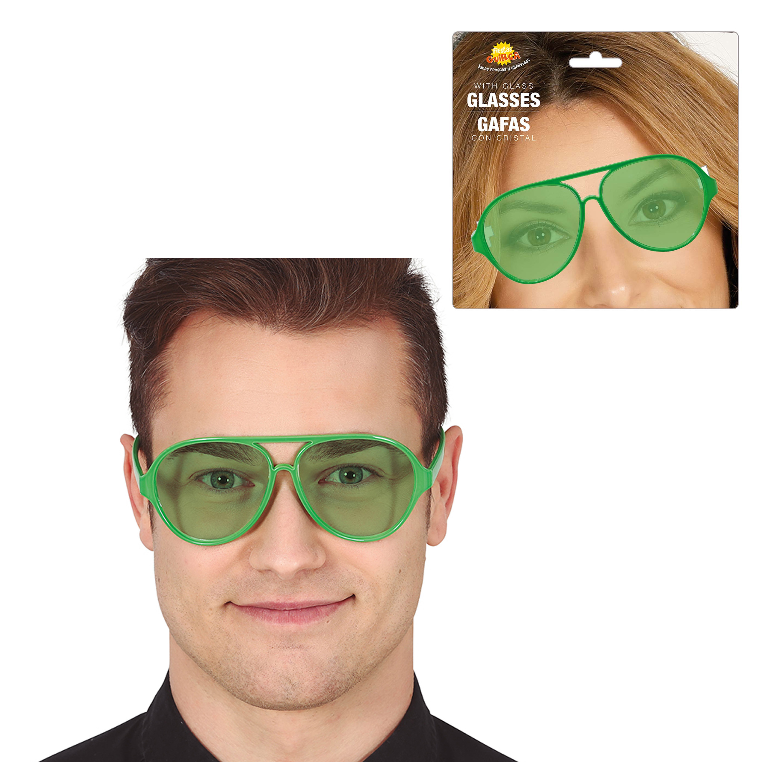 Carnaval-verkleed party bril Aviator 2x groen volwassenen bij een verkleedkleding kostuum