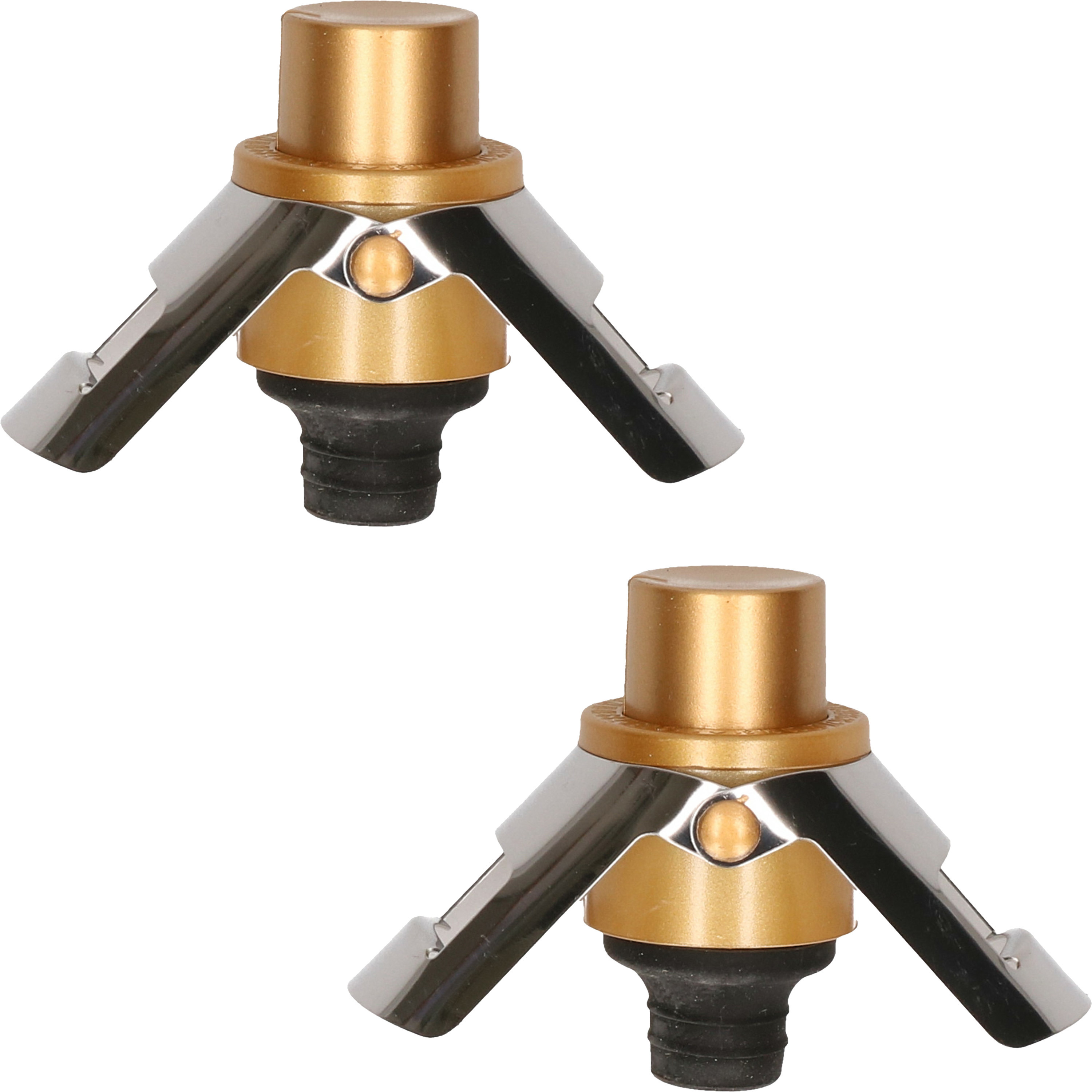 Champagnefles stopper-afsluiter 2x 4 x 4 x 4 cm Champagnedop RVS-Rubber