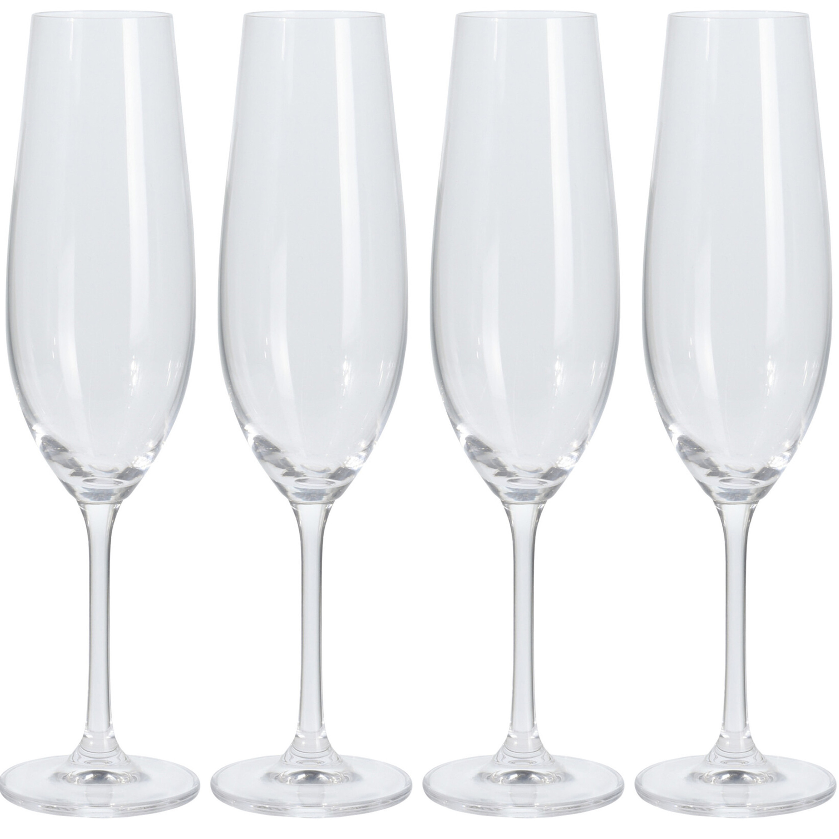 Champagneglazen hoog model 4x transparant kristal glas 260 ml proseccoglazen