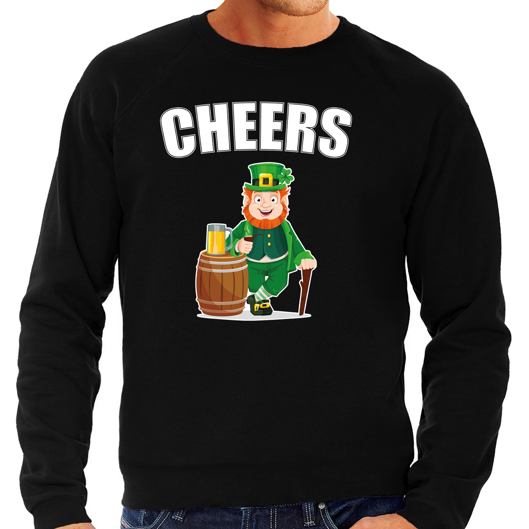 Cheers-St. Patricks day sweater-kostuum zwart heren