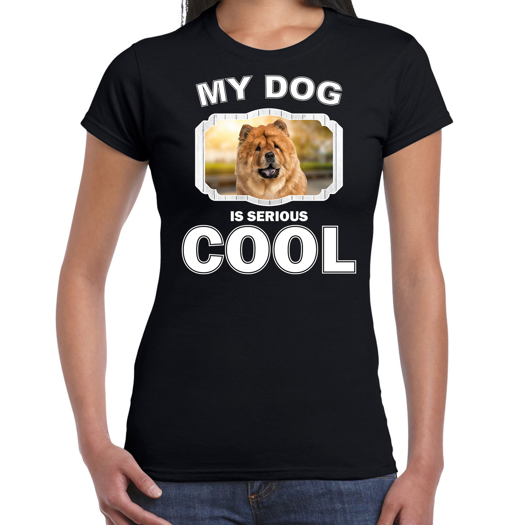 Chow chows honden t-shirt my dog is serious cool zwart voor dames