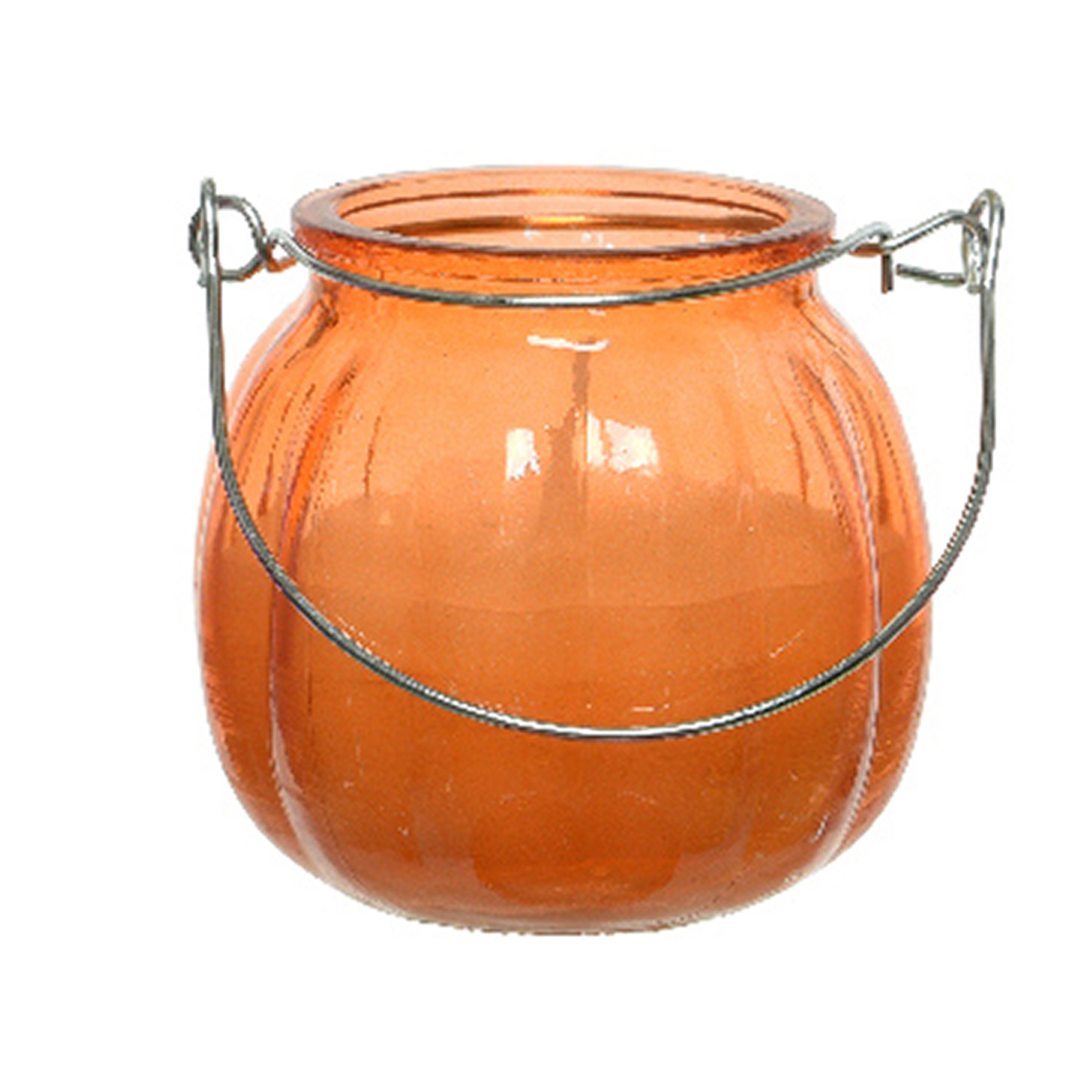 Decoris Citronella kaars - glas - oranje - anti muggen - 15 branduren - D8 x H8 cm -