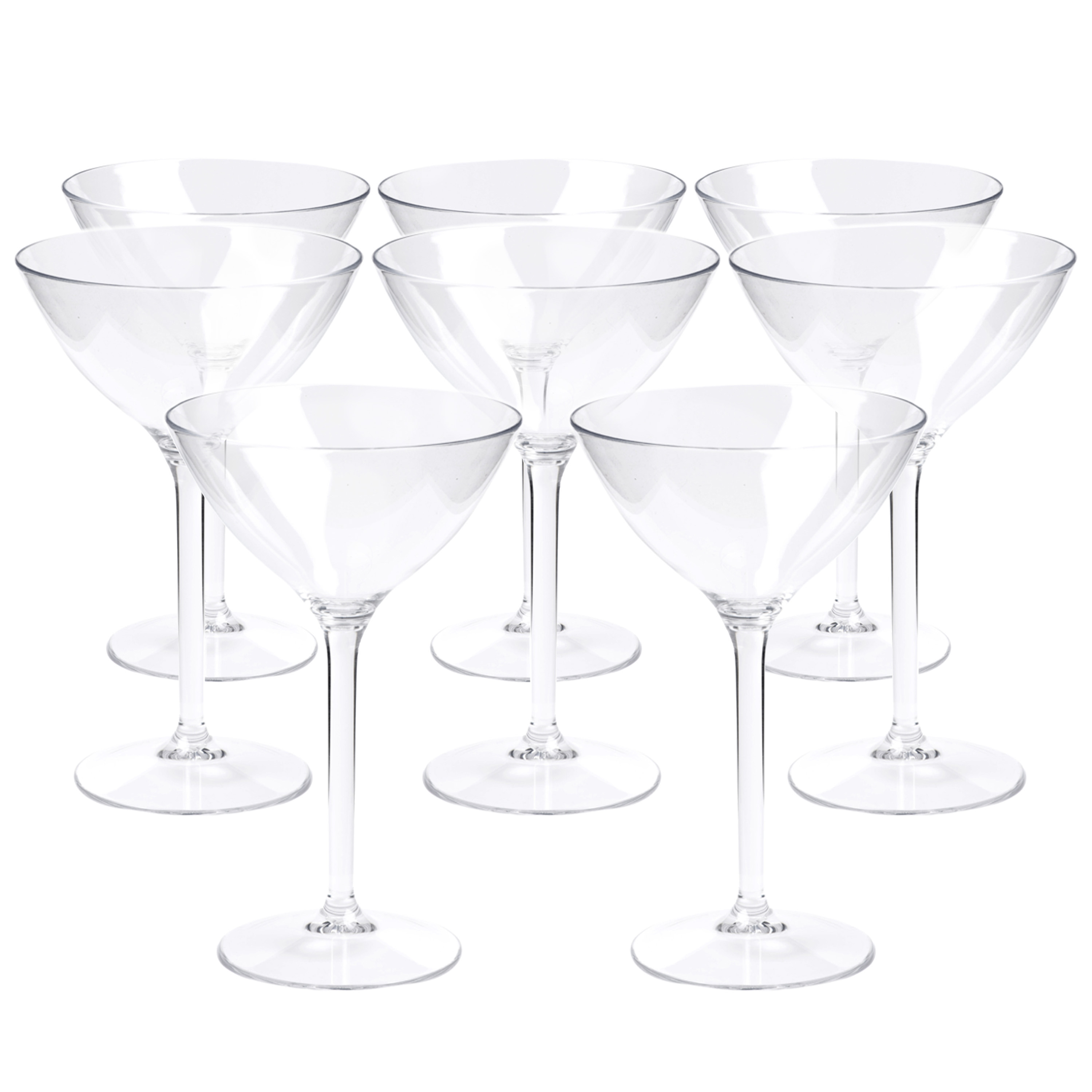 Cocktail-Martini glas 12x transparant onbreekbaar kunststof 300 ml