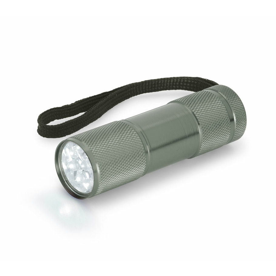 Compacte LED kinder zaklamp aluminium grijs 9 cm