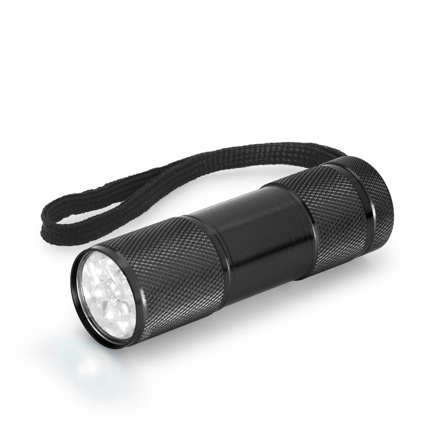 Compacte LED kinder zaklamp aluminium zwart 9 cm