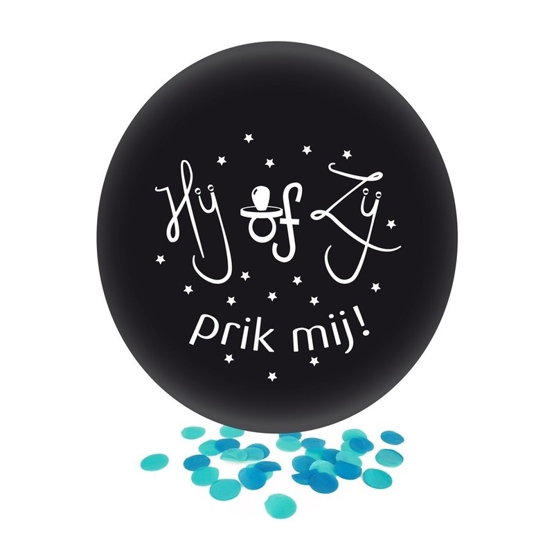 Confetti ballon gender reveal jongen party/feest zwart 60 cm -
