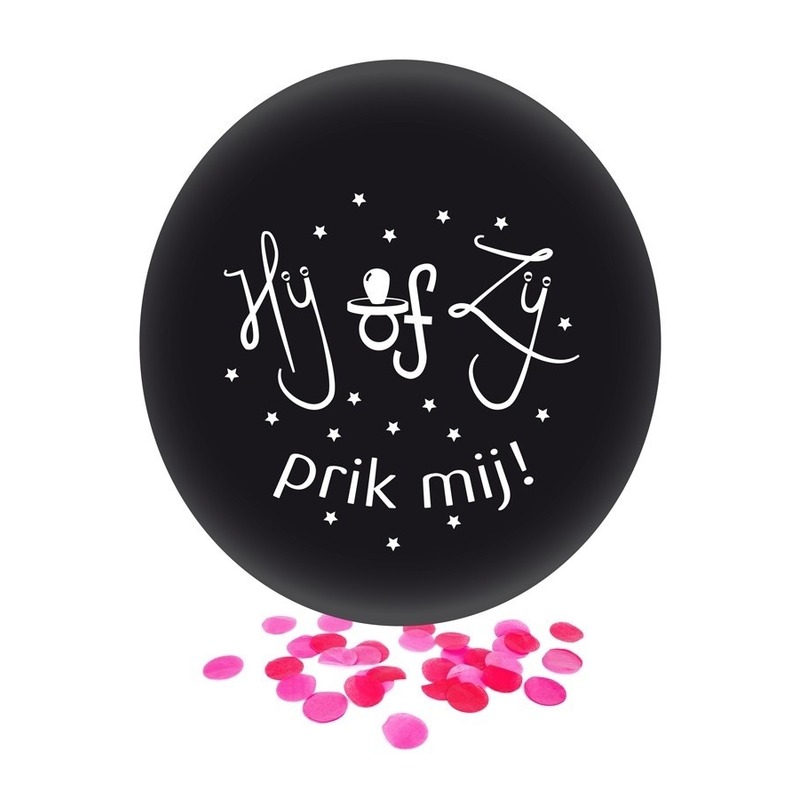 Confetti ballon gender reveal meisje party/feest zwart 60 cm -