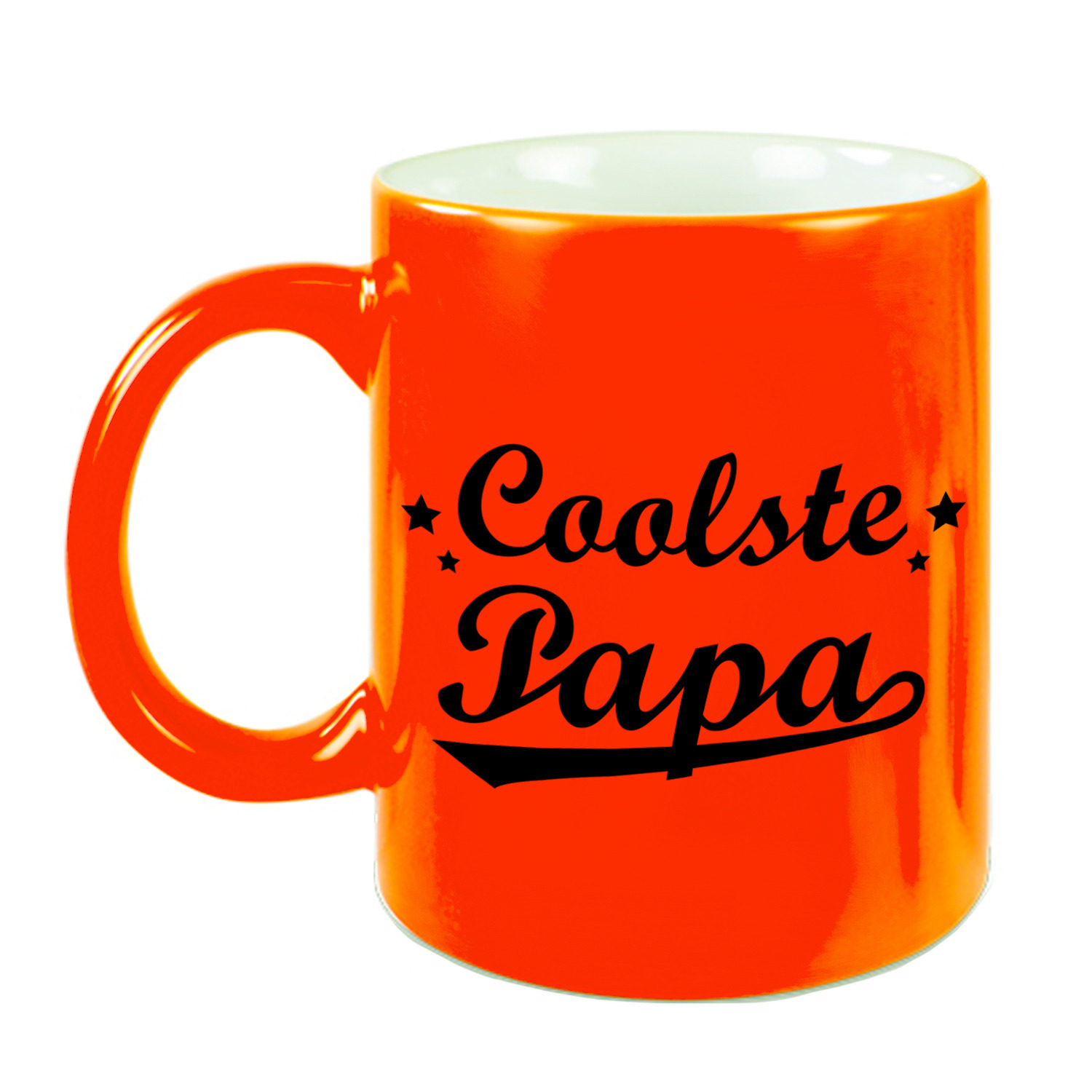 Coolste papa mok - beker neon oranje voor Vaderdag/ verjaardag 330 ml