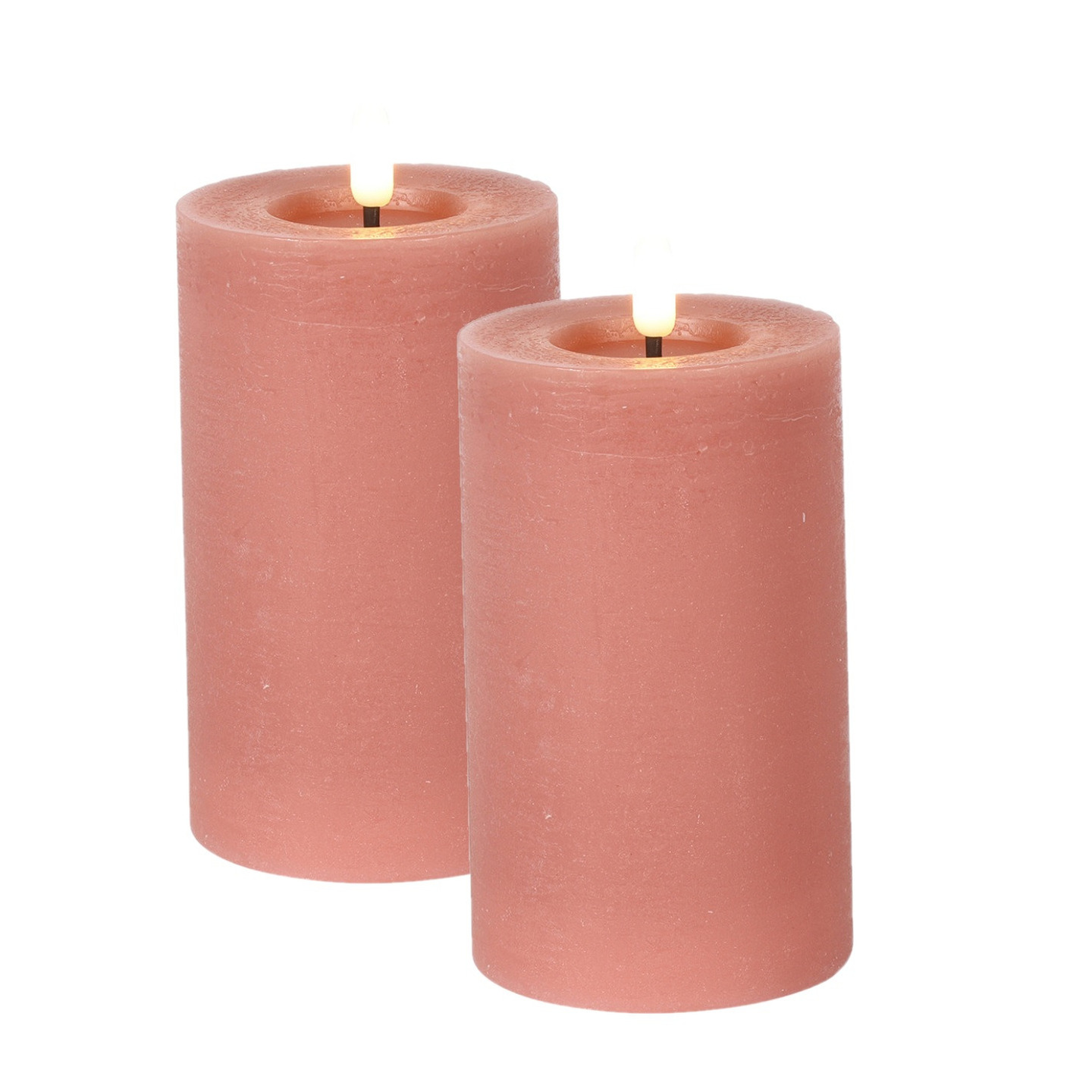 Countryfield LED kaarsen-stompkaarsen 2x roze D7,5 x H12,5 cm timer