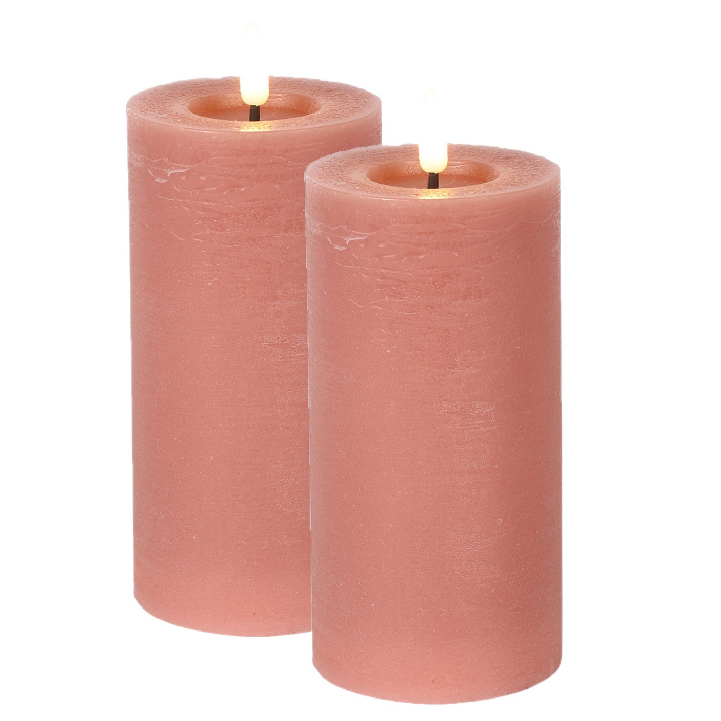 Countryfield LED kaarsen-stompkaarsen 2x roze D7,5 x H15 cm timer