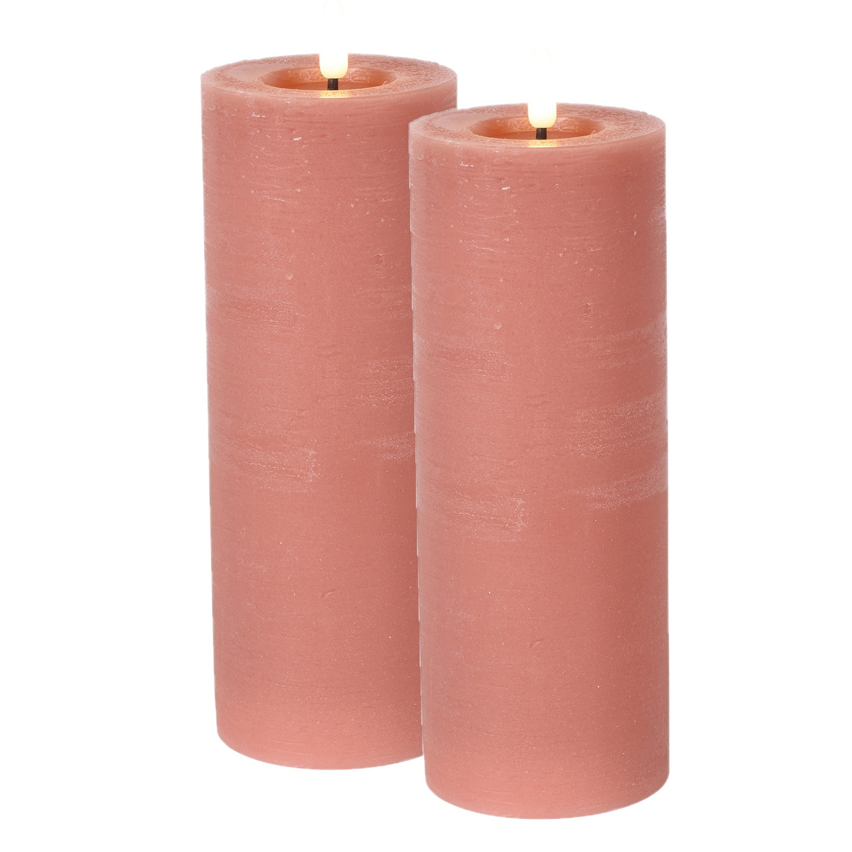 Countryfield LED kaarsen-stompkaarsen 2x roze D7,5 x H20 cm timer