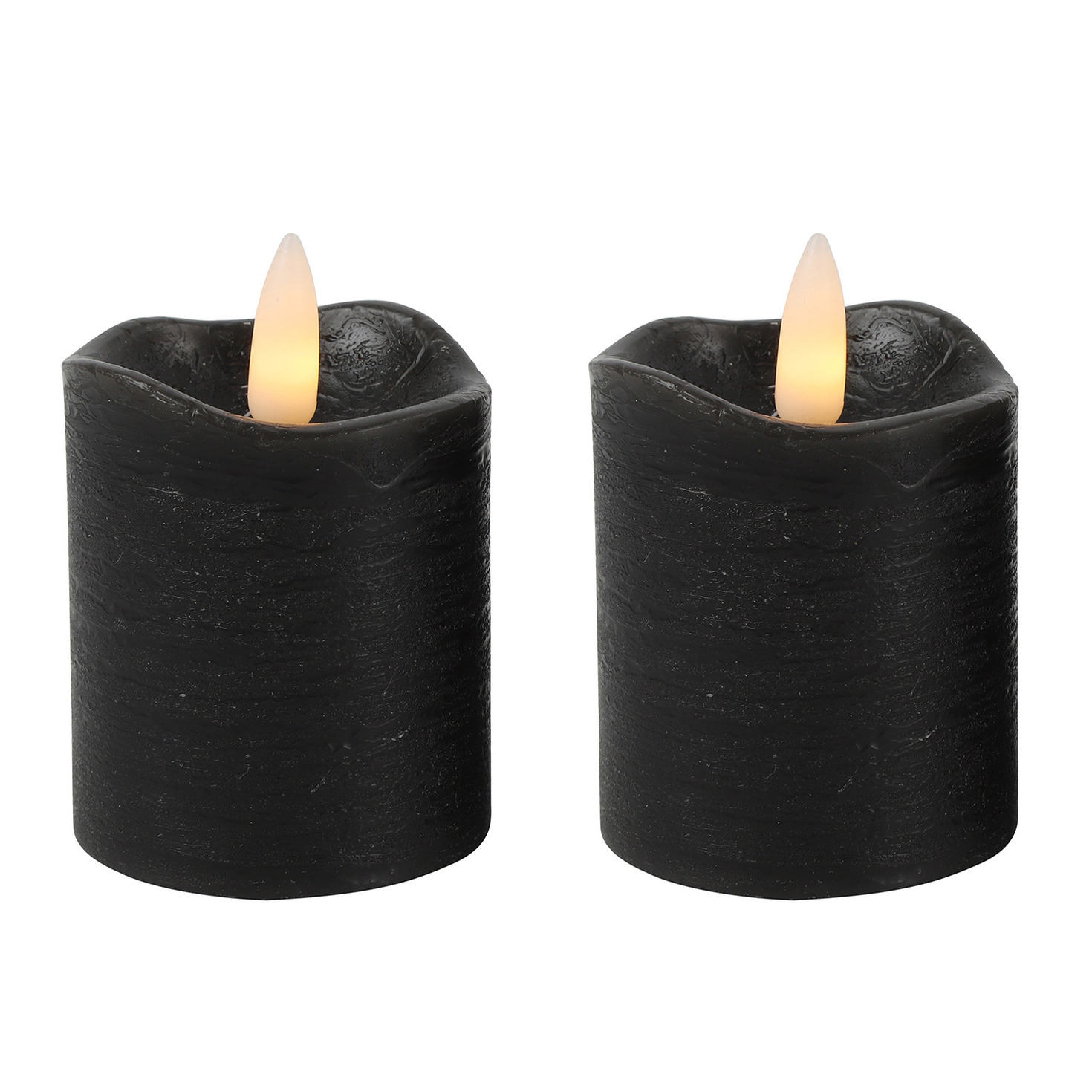 Countryfield LED kaarsen-stompkaarsenen 2x st zwart D5 x H7,2 cm timer warm wit