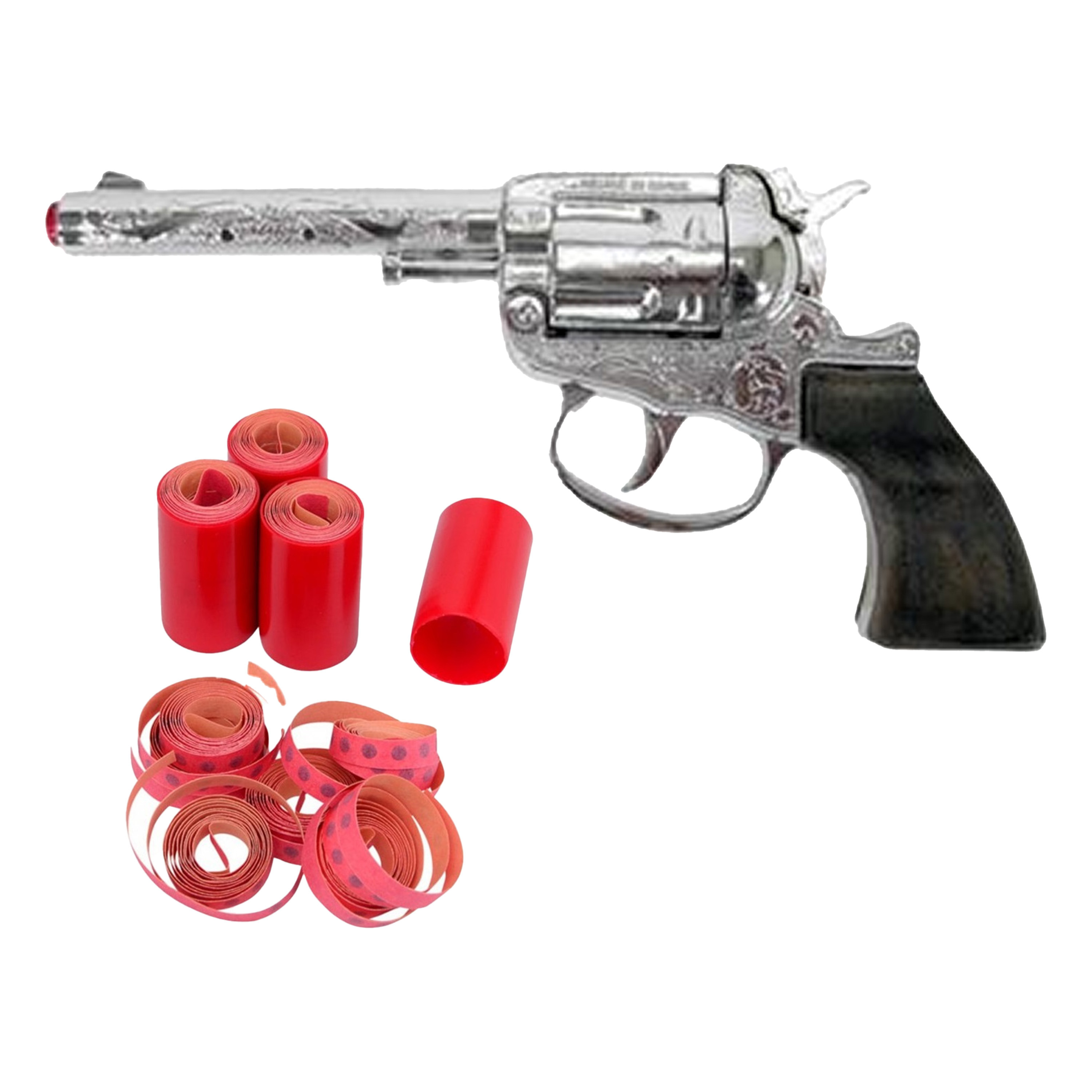 Cowboy speelgoed revolver-pistool metaal 100 schots platte plaffertjes met 2400 shots set