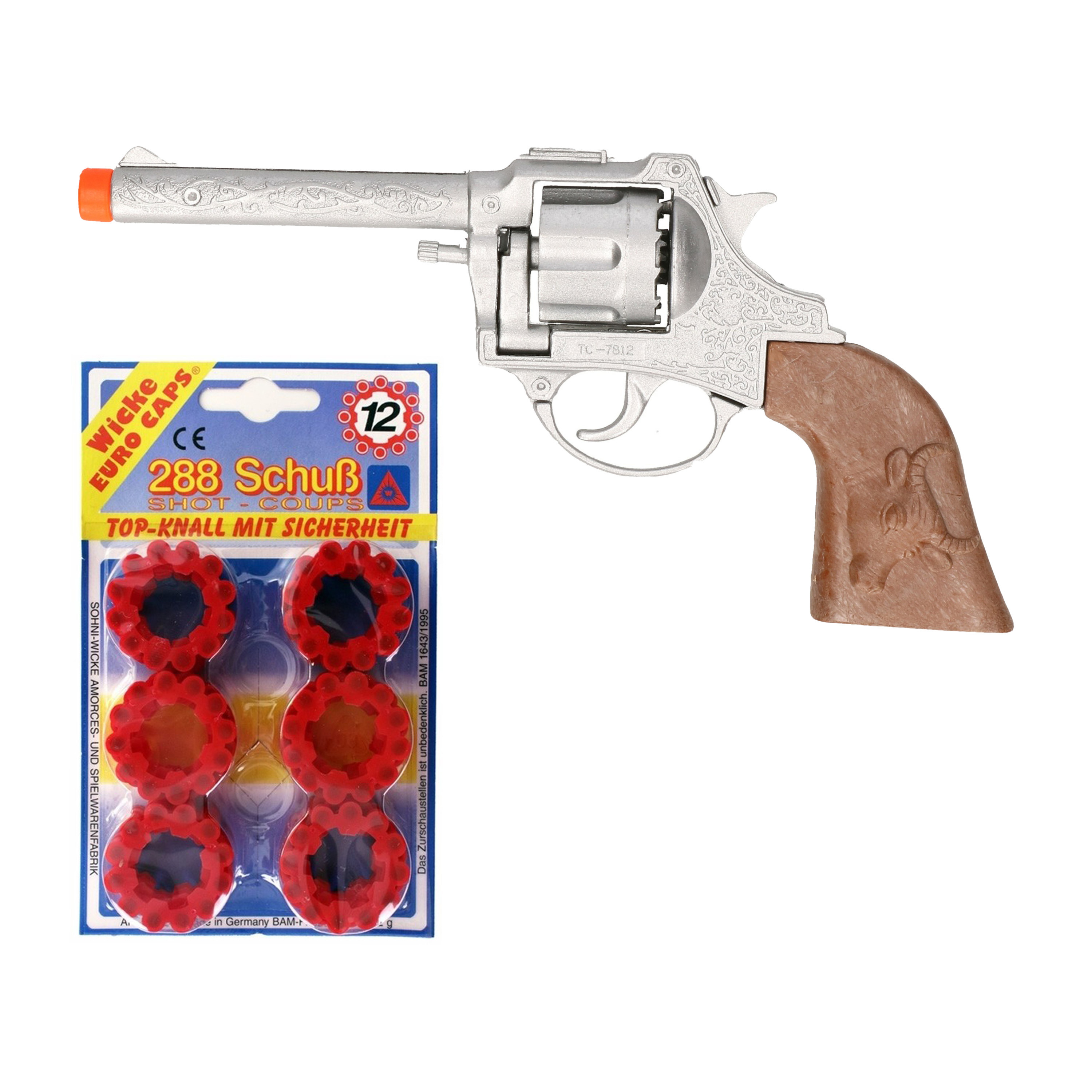 Cowboy speelgoed revolver-pistool metaal 12 schots plaffertjes 288 shots