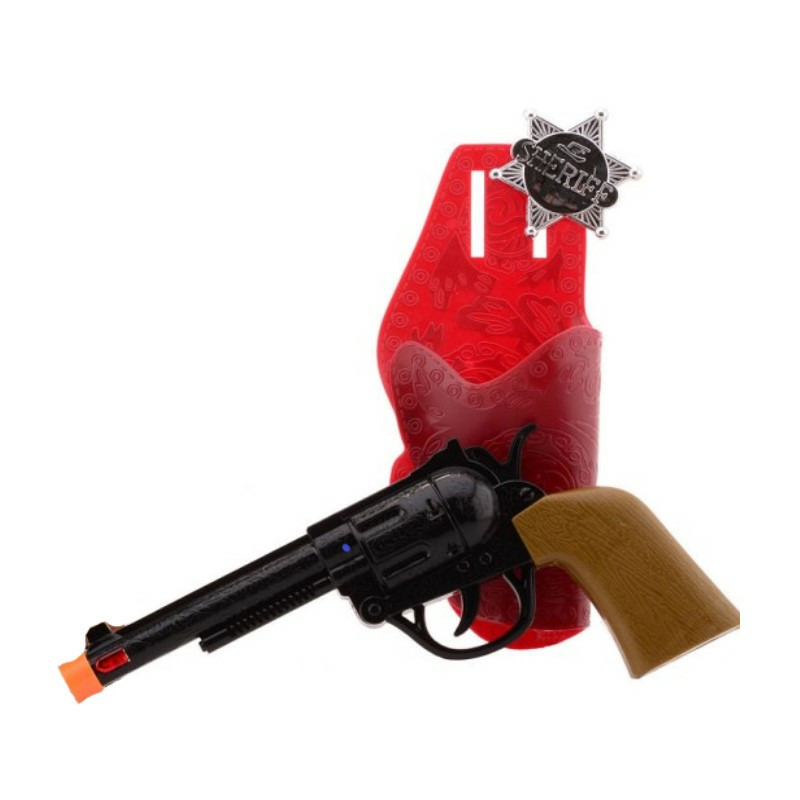 Cowboy verkleed speelgoed revolver-pistool met holster en geluid