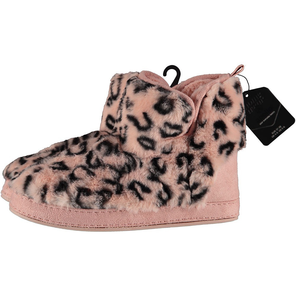 Dames hoge pantoffels-sloffen luipaard print roze maat 39-40