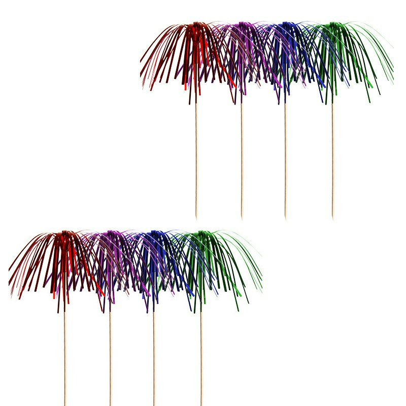 Deco cocktailprikkers set van 30x stuks folie parasols