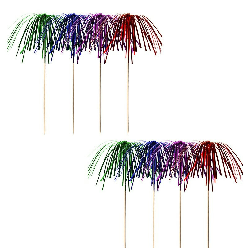 Deco cocktailprikkers set van 50x stuks folie parasols