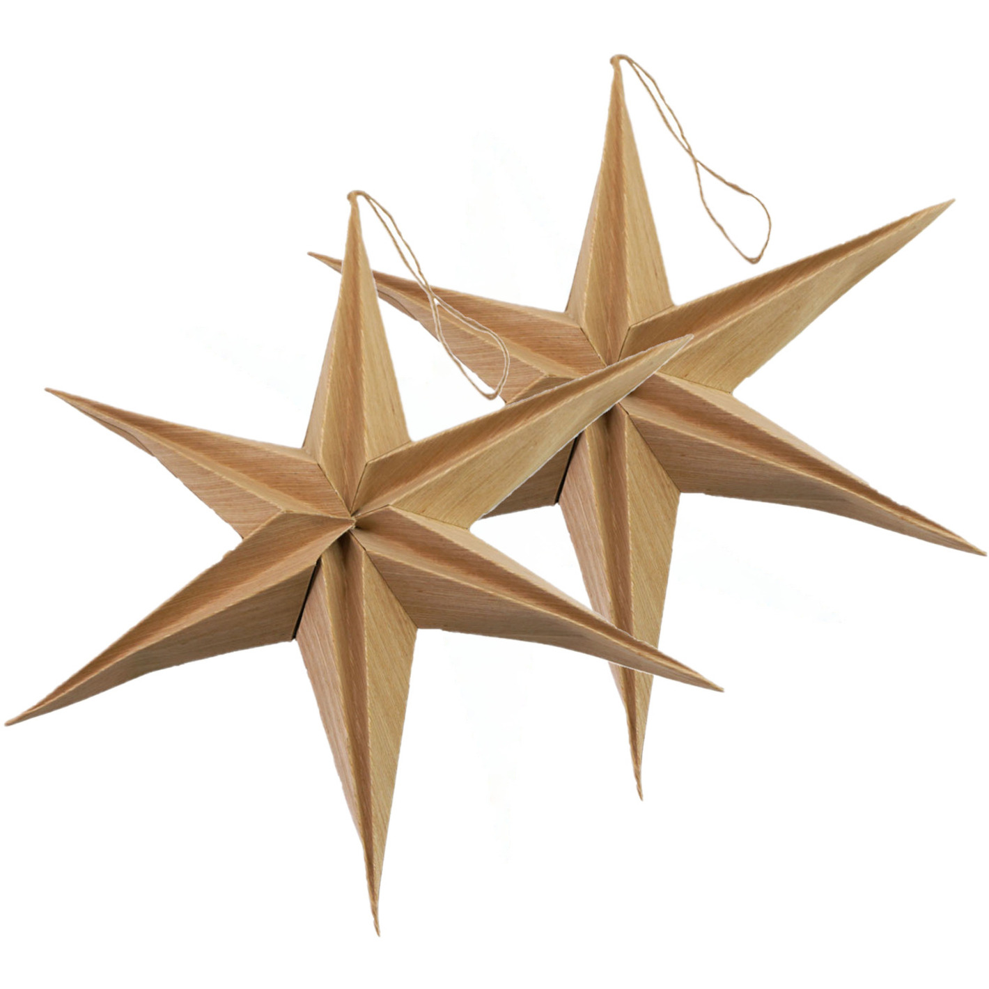 Decoratie kerststerren- 2x bruin 29 cm eco papier 6 punten hangend