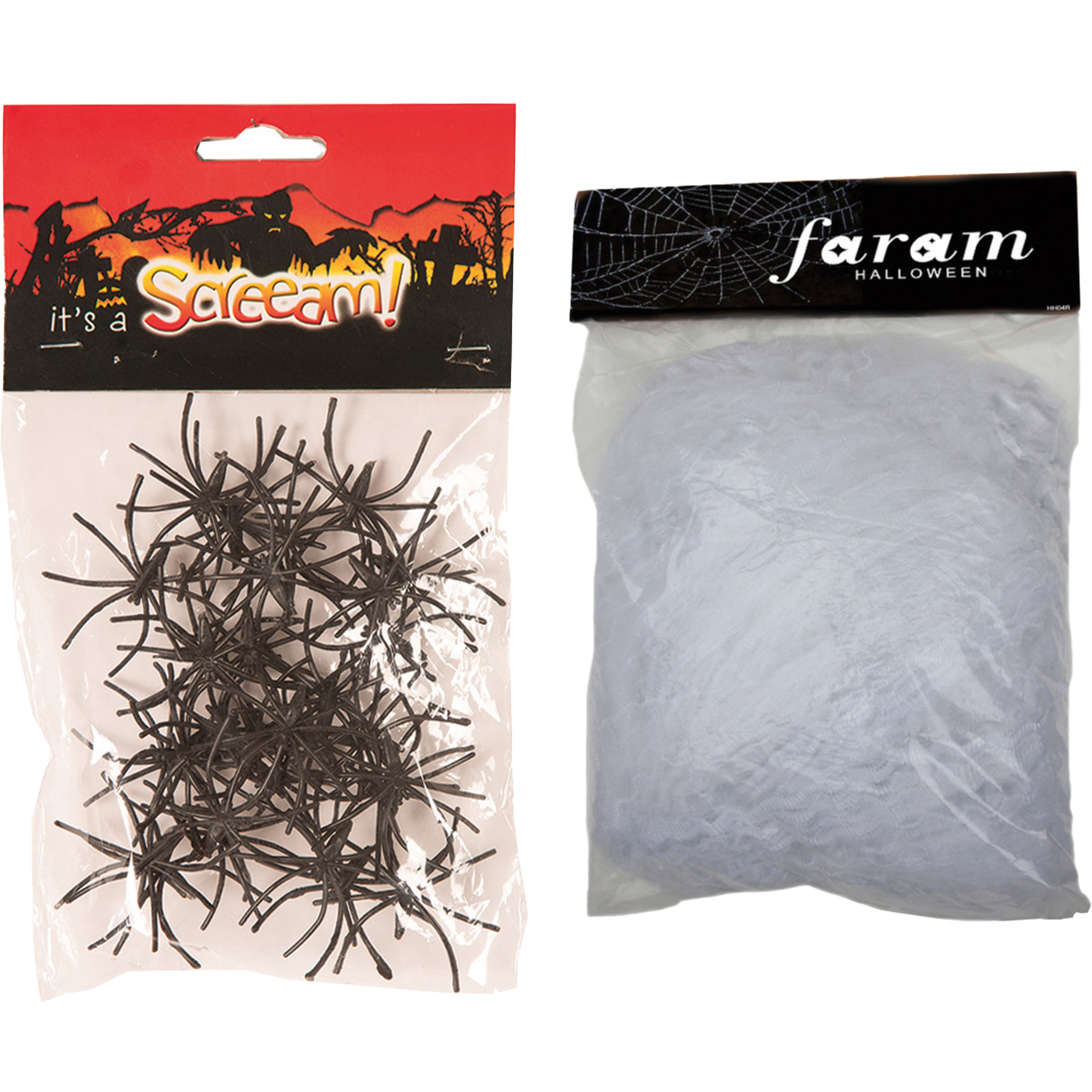 Decoratie spinnenweb-spinrag groot met spinnen 850 gram wit Halloween-horror versiering